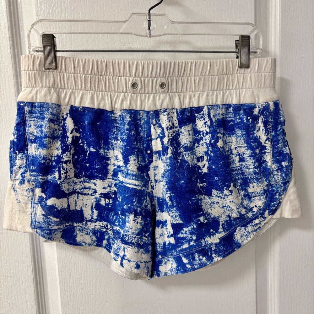 Helmut Lang Villus Scribber Brushstroke Blue and White Shorts Designer